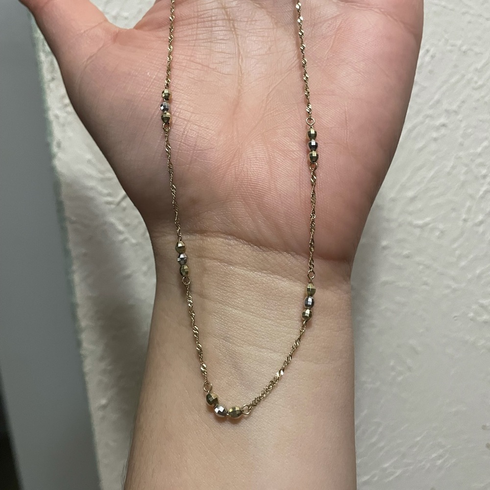 14k necklace gold with white balls